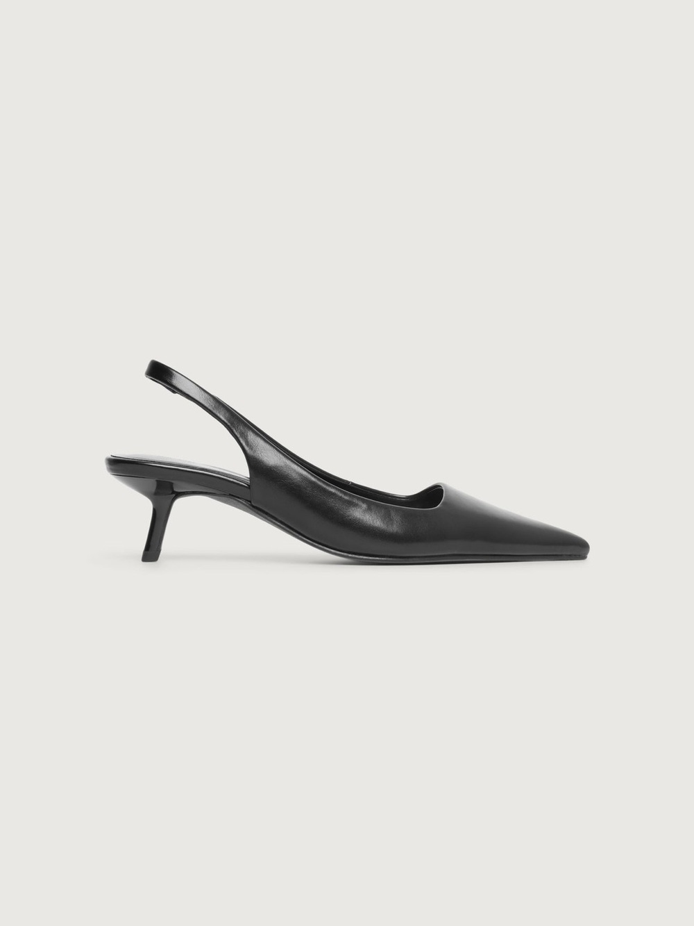 OAK + FORT Black Pointed Slingback Kitten Heel